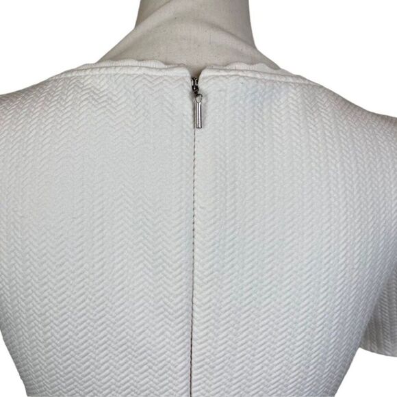 Rebecca Taylor Stretch Texture Scalloped Scoop Neck Dress White Tiered Size 2 - Picture 6 of 14